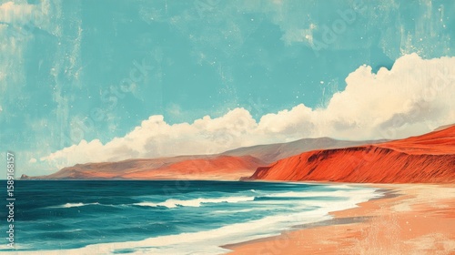 Paracas Peru Poster Illustration Travel Print Decor Gift Paper Canvas Wall Retro Art