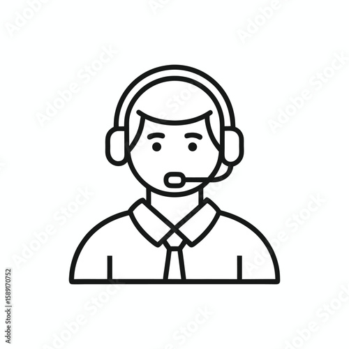  Customer service representative wearing headset and suit isolated on white background


