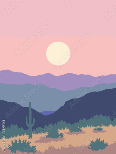 Las Cruces, New Mexico – Organ Mountains at dawn in lavender, sage green, desert tan, and soft pink sky