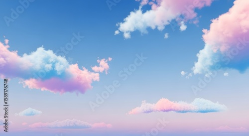 Pastel clouds float gently in a light blue daytime sky view
