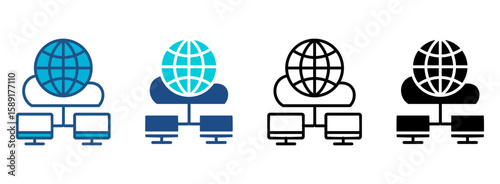 Online Icon Set With Multiple Styles. Vector Illustration