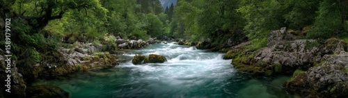 Panoramic 360 degrees river in nature hdr landscape photography serene environment