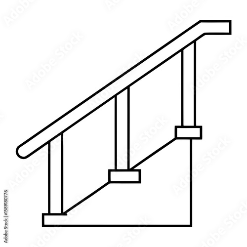 Staircase Handrail Outline Illustration for Architectural and Construction Designs
