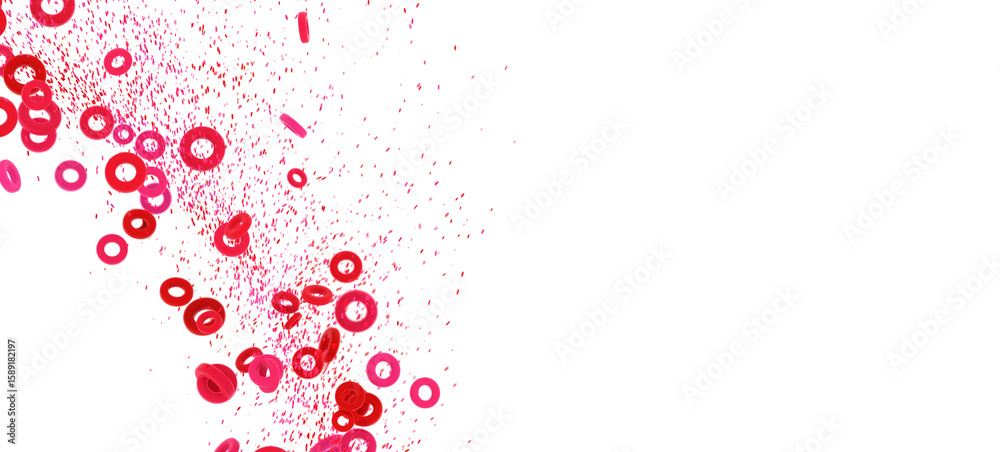 Fototapeta premium Beautiful abstract image of pink and red rings on white background. Perfect for design projects.