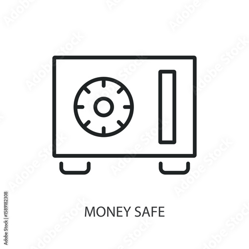 Money safe thin line vector icons.