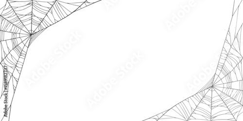 Halloween Cobweb frame border, spider web Vector Isolated on Transparent Background. Vector eps