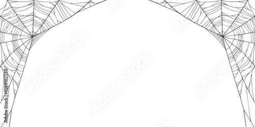 Halloween Cobweb frame border, spider web Vector Isolated on Transparent Background. Vector eps