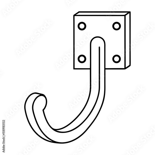 Outline illustration of a wall hook for clothes or towels