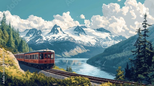 White Pass Washington Poster Illustration Travel Print Decor Gift Paper Canvas Wall Retro Art