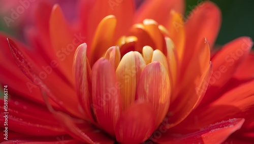close up of red and yellow flower