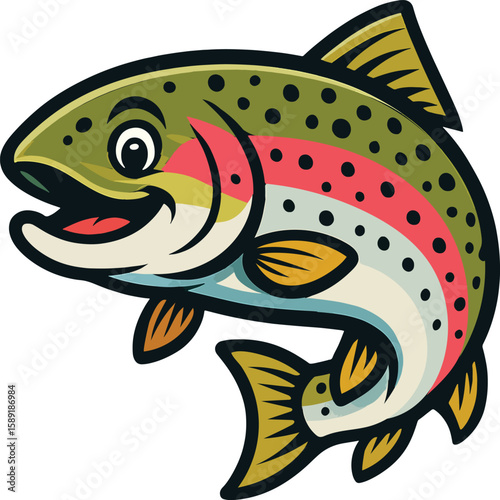 Trout fish in a playful swimming pose