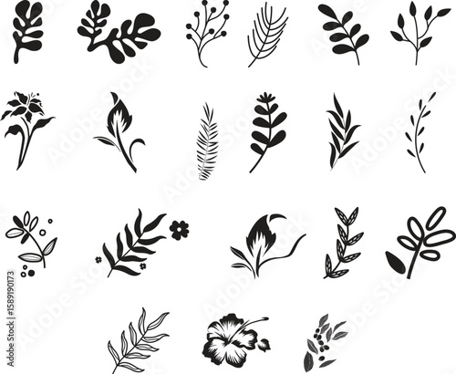 Spring Leaves Line Drawing Edge Border