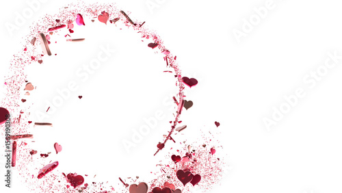  Red heart love confettis. Valentine's day falling  PNG