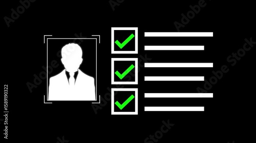 employee profile check with a list of tick check marks.