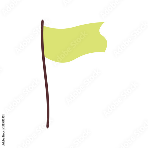 Cute simple cartoon style flag. Green flat vector hand-drawn doodle illustration