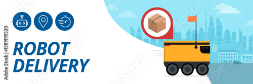 Autonomous robot delivering a parcel in the city street