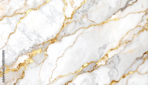 Elegant White Marble Background With Intricate Gold Veins Forming Abstract Flow Pattern Design