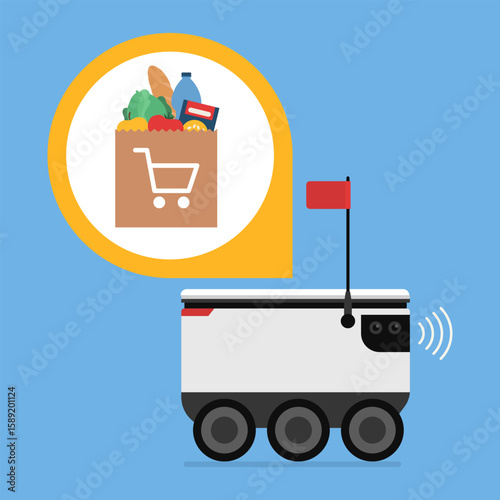 Autonomous delivery robot delivering groceries