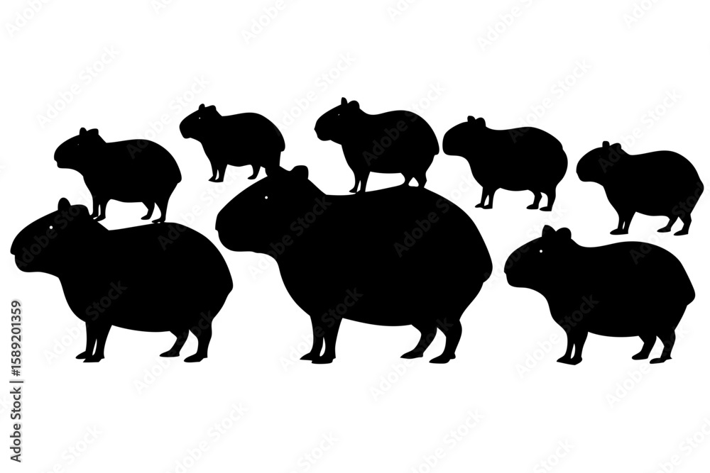 Fototapeta premium Vector art of silhouette of farm animals 