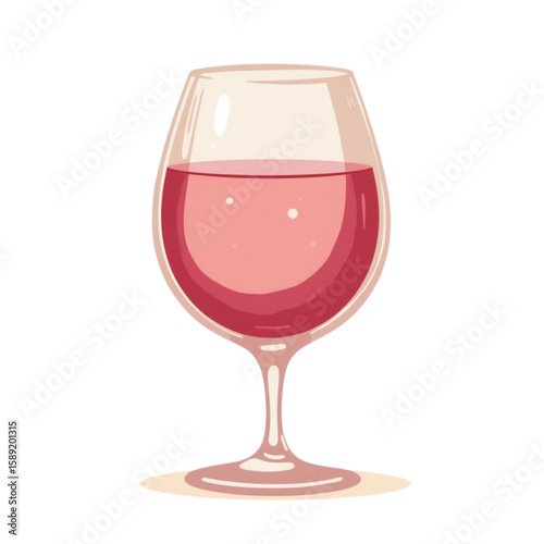 Red wine glass with wine on transparent background, concept of winemaking  