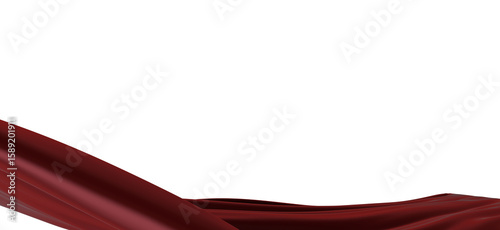 3d render of abstract red cloth falling. Silk drapery flies away.