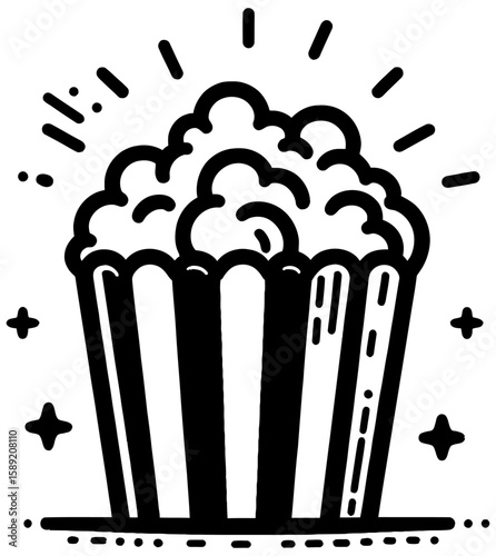 vector illustration of a popcorn bucket in doodle style artwork