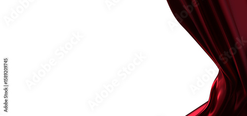 3d render of abstract red cloth falling. Silk drapery flies away.