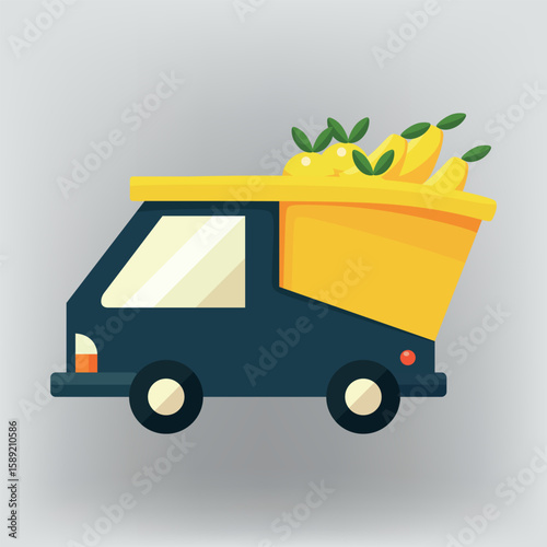 Fruit Delivery Truck A Colorful Illustration of Bananas in Transit