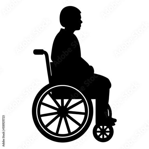 Person in wheelchair silhouette mobility assistance