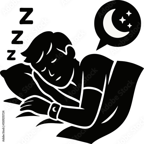 Silhouette of a Person Sleeping with Sleep Tracker