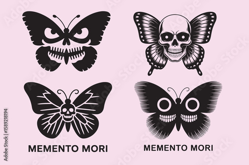Memento Mori Butterfly Skull Illustrations