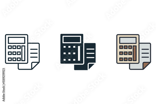 calculation icons isolated on White Background. Flat style design