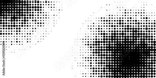 Halftone gradient. Dotted gradient, smooth dots spraying and halftones dot background seamless horizontal geometric pattern vector template set. modern vector ilustration
