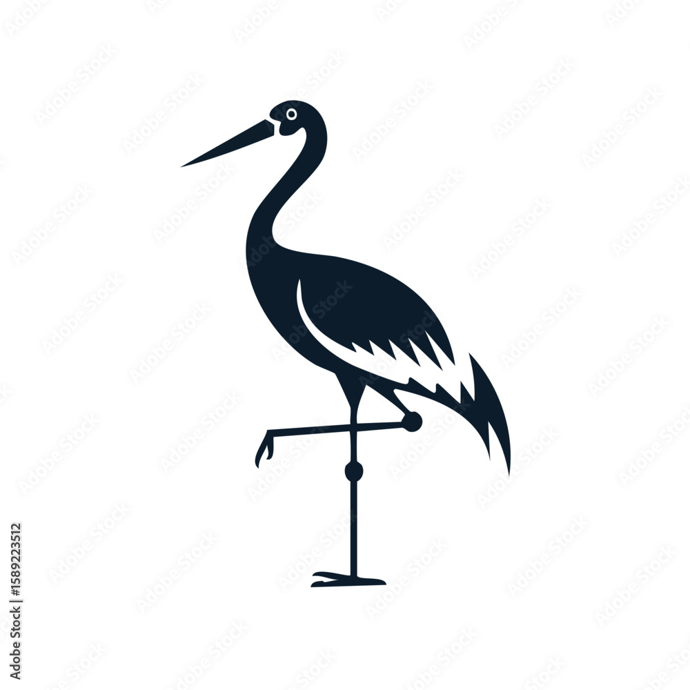 Fototapeta premium Crane Bird Black Glyph Icon