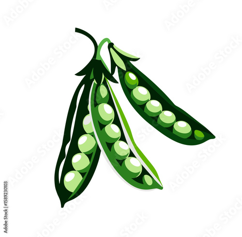 Green peas pod vector illustration with fresh design for health and culinary symbols