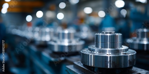 Modern industrial manufacturing facility with multiple workers operating heavy machinery in active production environment