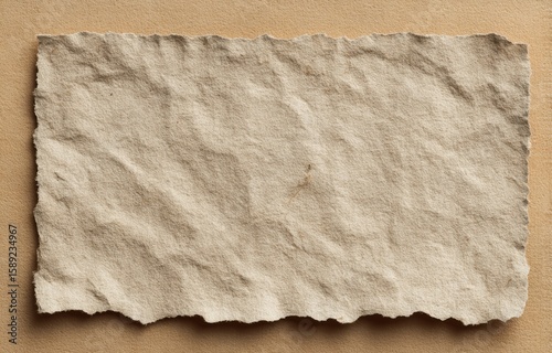 Sepia aged paper panel with torn edges and random inkblot border overlays arranged off center on textured background