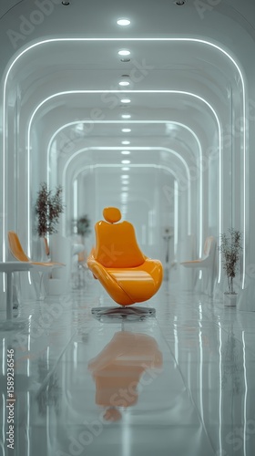 Bright and Modern Dental Clinic Interior With Orange Chair and Sleek Design E...