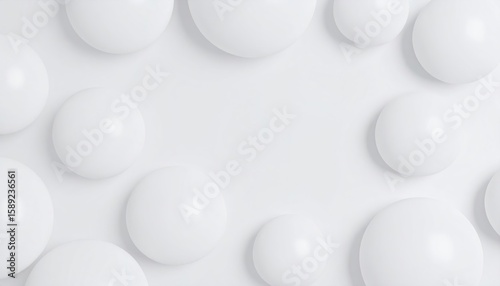 Minimalist Arrangement of White Spheres on a Clean White Background in Soft Lighting