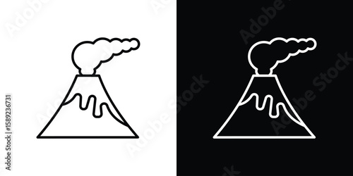 Volcano icon website stock illustration. stroke symbols