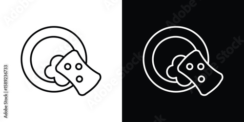 Washing dishes icon website stock illustration. stroke symbols