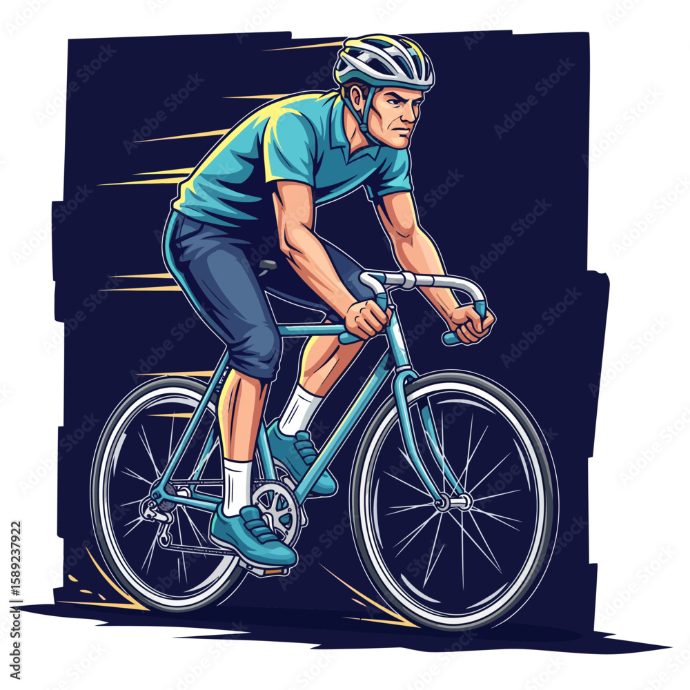 Obraz premium Cyclist Riding Bike Vector Art, Sports & Fitness Illustration