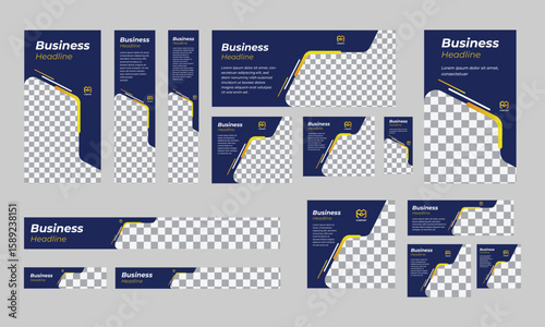 business banner design template with web display ads. vector template