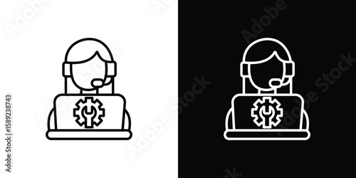 Tech support icon website stock illustration. stroke symbols