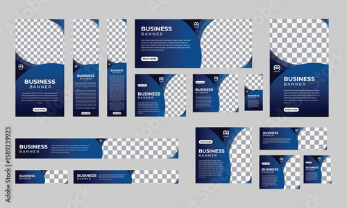 business banner design template with web display ads. vector template