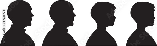 Human profiles diverse ages male female silhouettes