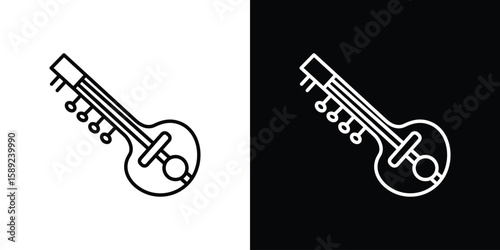 Sitar icon website stock illustration. stroke symbols