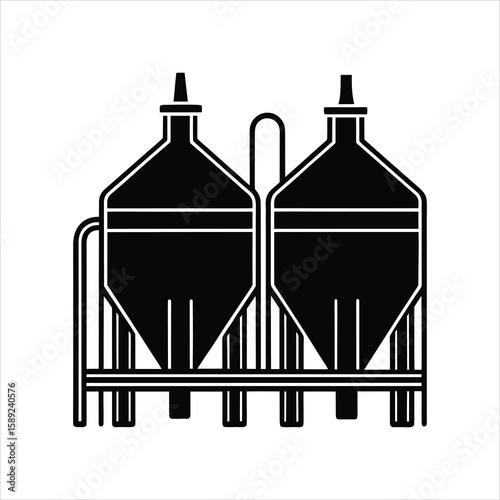 Industrial Beer Tank Silhouette Graphic