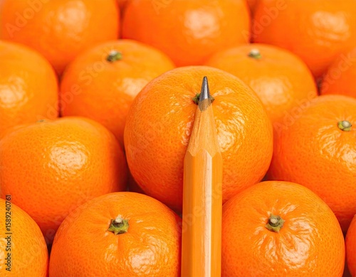 Wallpaper Mural A pencil standing amongst a group of oranges Torontodigital.ca