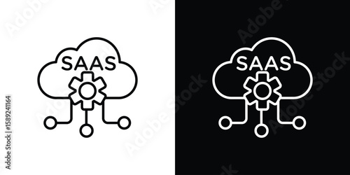 SaaS icon website stock illustration. stroke symbols
